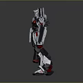 Mecha Robot With Silver Black Red Armor And Mechanical Weapon Design