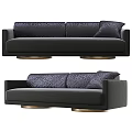 Black Sectional Sofa with Patterned Cushions and Gold Round Base Modern Interior Design 3d model