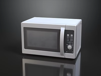 Modern White Microwave Oven as Essential Kitchen Appliance with Digital Control Panel and Knob Design 3d model