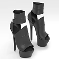 Stylish Black High Heel Shoes With Platform Ankle Strap And Peep Toe Design