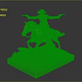 Cowboy Riding Horse Statue Scene With Dual Guns Rocks And Sand Base