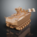 Military Weapon Tracked Vehicle With Antenna Array And Weapon System Equipment 3d model