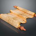 Intricately Carved Ancient Scroll Sculptures With Detailed Text And Decorative Ends