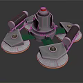 Industrial Mechanical Device With Red Top Metal Bases Green Gaskets And Yellow Edges