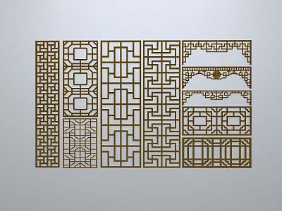 Chinese-style window grilles line silhouette pane window sill border engraved window edge strip construction model