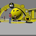 Smiley Face Themed Playground With Interactive Elements People Playing And Yellow Decorations