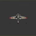 Red and Gray Sci-Fi Aircraft Model With Streamlined Wings Yellow Markings and Engines