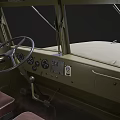Military Green Off Road Truck With Open Cargo Bed And Large Tires