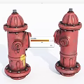 Vintage Red Fire Hydrants with Metal Bolts and Top Caps Essential Fire Safety Devices