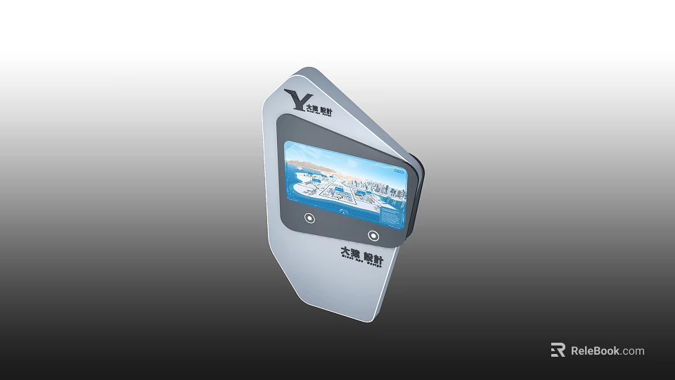 Feige Navigation Device With Digital Screen Displaying Car Map Interface 3d model 