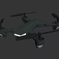 Modern Black Four Rotor Drone With Streamlined Body And Camera 3d model