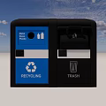 Public Facilities Waste Sorting Trash Bins With Recycling Symbol And General Waste Compartments