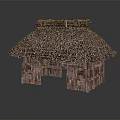 Traditional Thatched Roof Cottage With Rustic Wooden Structure And Small Exterior Design