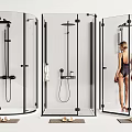Modern Shower Sauna Enclosure With Transparent Glass And Contemporary Shower Fixtures