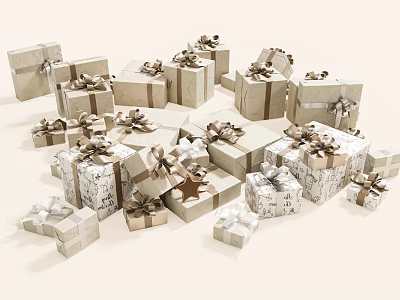 Toy Gift Shop Showcasing Decorated Gift Boxes With Ribbons And Bows 3d model