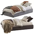 Cozy Single Bed Designs With Gray Brown Frames Bedding Pillows And Blankets 3d model