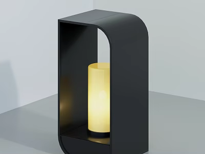 Modern Black Outdoor Light Featuring Cylindrical Luminous Shade And Metal Frame 3d model