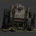 Vintage Rusted Tractor Model With Weathered Metal Parts And Grass Base