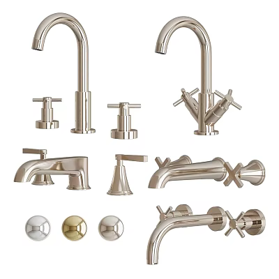 Different Types Of Stylish Faucet Designs With Diverse Handles And Spouts 3d model