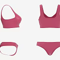 Sporty Pink Bikini Set With Simple Design Top And Bottom Pieces