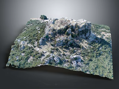 Detailed 3D Terrain Model Featuring Rocky Outcrops And Green Vegetation Coverage 3d model
