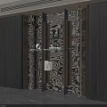Modern Bookcase With Wooden Frame Glass Shelves And Decorative Items