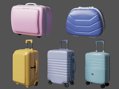 Vibrant Hard Shell Suitcases In Multiple Colors With Rolling Wheels And Handles 3d model