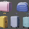 Vibrant Hard Shell Suitcases In Multiple Colors With Rolling Wheels And Handles 3d model