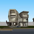Modern Single Family House With Unique Architectural Design Large Glass Windows And Spacious Terrace