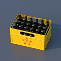 Yellow Crate with Dark Bottles and Red Star Logo Storage Container 3d model