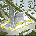 Aerial View Urban Planning With Modern High Rise Buildings Green Spaces And Road Layout