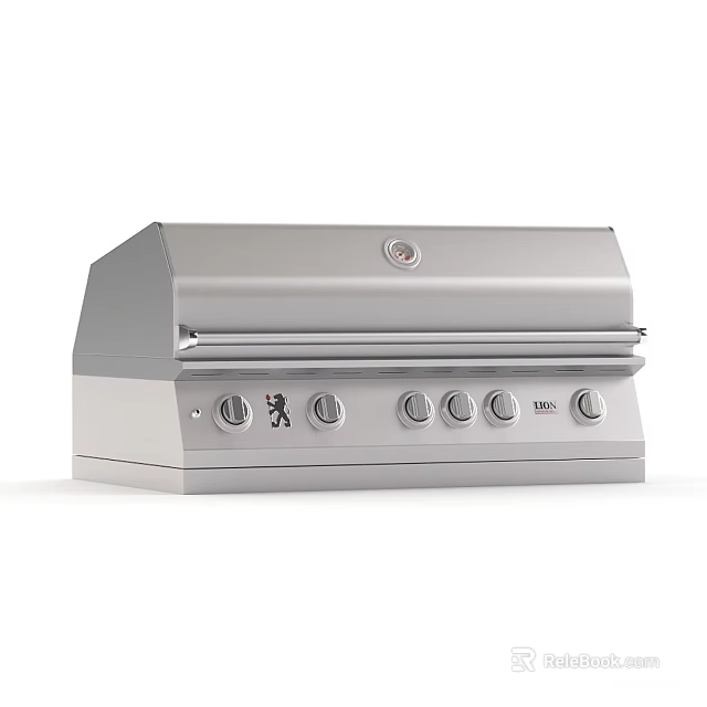 Stainless Steel Kitchen Grill Appliance With Modern Design And Multiple Control Knobs 3d model 