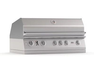 Stainless Steel Kitchen Grill Appliance With Modern Design And Multiple Control Knobs 3d model