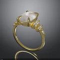 Luxury Gold Ring With White Gemstone And Exquisite Design For Daily Use
