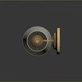 Wall Lamp Furniture With Golden Accents Pleated White Lampshade And Black Mounting Plate