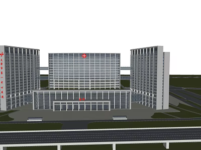 Modern High Rise Building Complex With Connected Towers Urban Road And Green Area Design 3d model