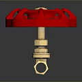 Red Valve With Red Spoked Wheel And Brass Body For Pipeline Control