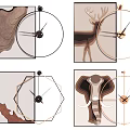 Decorative Wall Clocks Featuring Animal Patterns Geometric Shapes and Wood Textures 3d model