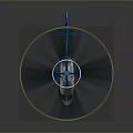 Blue and White Helicopter With Rotating Rotor Creating Yellow Ring Effect Against Dark Background 3d model