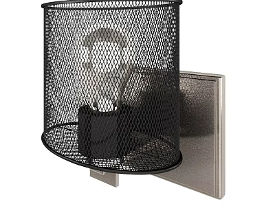 Modern Black Mesh Shade Wall Light With Metal Backplate Design 3d model