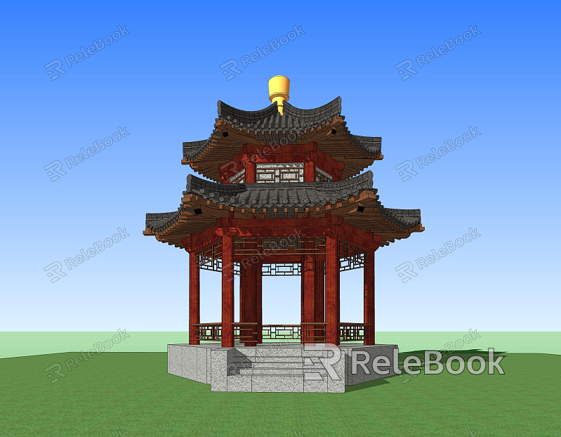 Chinese Style Pavilion Ancient Building Pavilion model