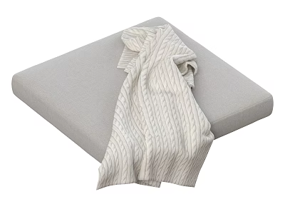 Gray Cushion With Soft Striped Light Blanket For Cozy Home Interior Decor 3d model
