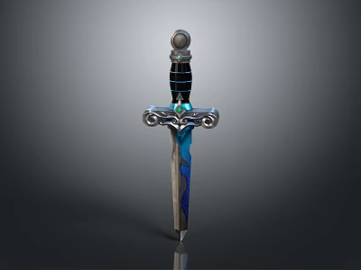 Exquisite Decorative Sword With Blue Blade Black Handle And Ornate Hilt Design 3d model