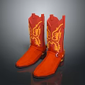 Stylish Red Fashion Boots With Yellow Decorative Patterns For Daily Use