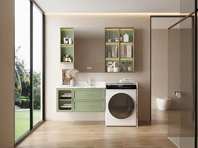 Modern Balcony Laundry Cabinet Bathroom Cabinet Washbasin Combination Cabinet 3d model
