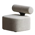 Modern Light Gray Fabric Single Sofa With Cylindrical Backrest And Black Connector 3d model