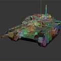 Green Military Combat Tank Vehicle With Long Cannon Tracks And Antenna