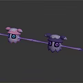 Cute Pink And Gray Cartoon Characters With Big Eyes And Long Bodies