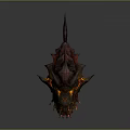 Ferocious Lava Creature Head Featuring Spikes Glowing Teeth And Rock Texture 3d model