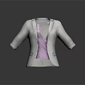 Stylish White Short Sleeve Blazer With Purple Inner Top Casual Formal Outfit